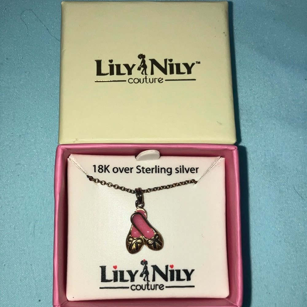 Lily Nily Pink and Gold Ballet Shoe Pendant Necklace